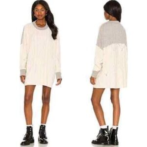 Free People Olympia Women's Long Sleeve Tunic Mini Dress Ivory